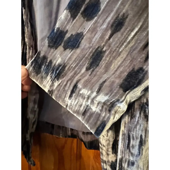 Purejill (J.Jill) Velvet open front swing kimono 1X Gray/Navy Modern Unique - Picture 6 of 8
